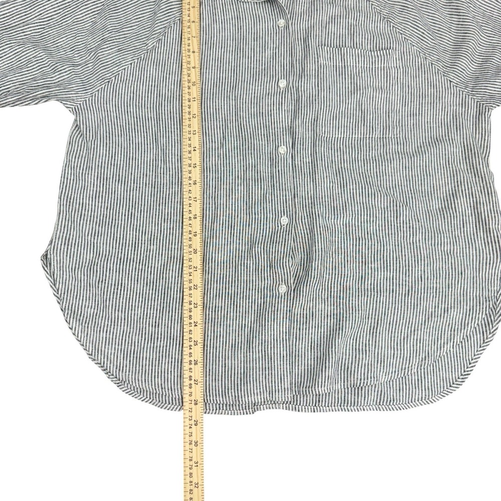 Z SUPPLY Oversized Striped Oversized Button Down Linen Blend Women L Casual Mom - Picture 4 of 8